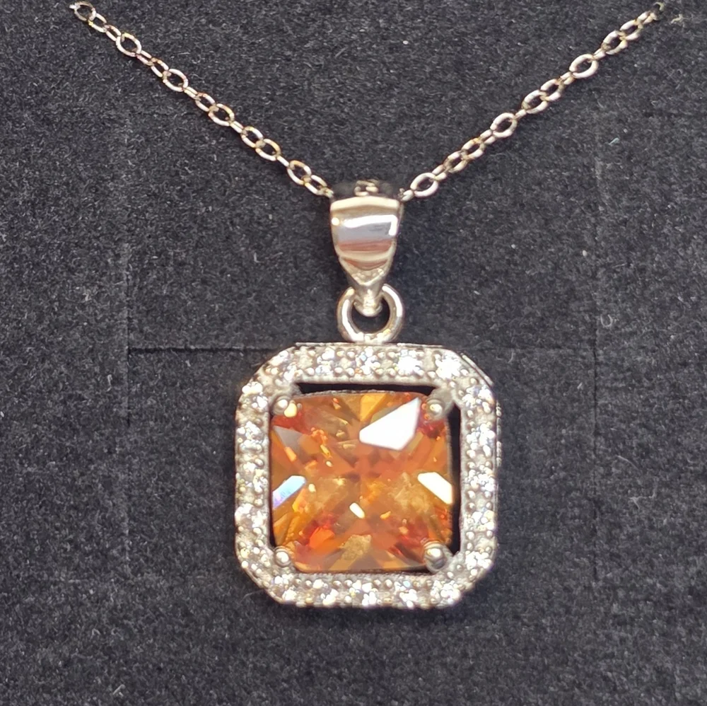 4.42ct Champagne Moissanite Pendant & Rhodium Over 925 Sterling Silver Necklace - Picture 4 of 7